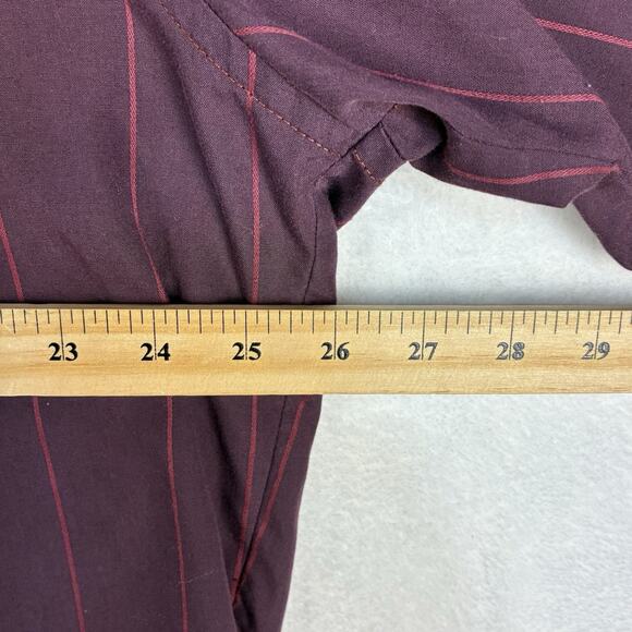 VTG Flying R Ranchwear Pearl Snap Western Shirt Mens L 17-35 Maroon Red Striped - Picture 9 of 10